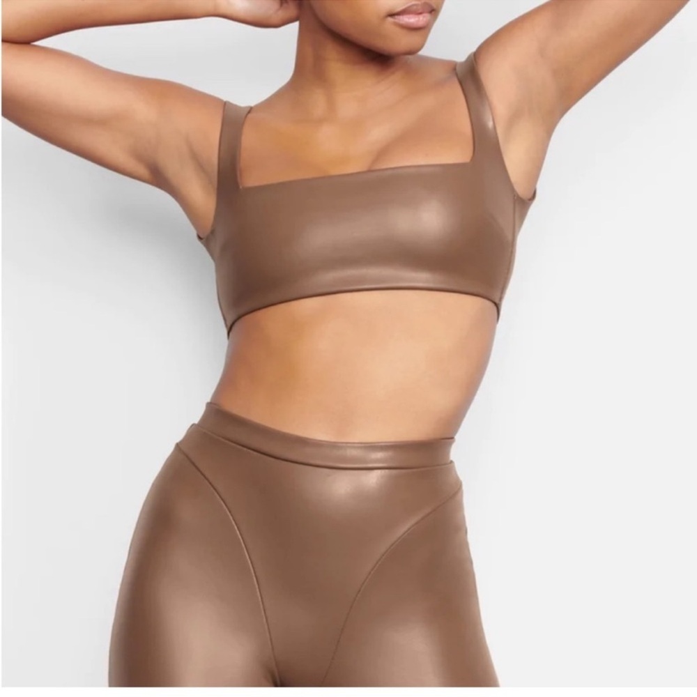 SKIMS NWT Faux Leather Bralette Top - Jasper Kim K bra pleather $70